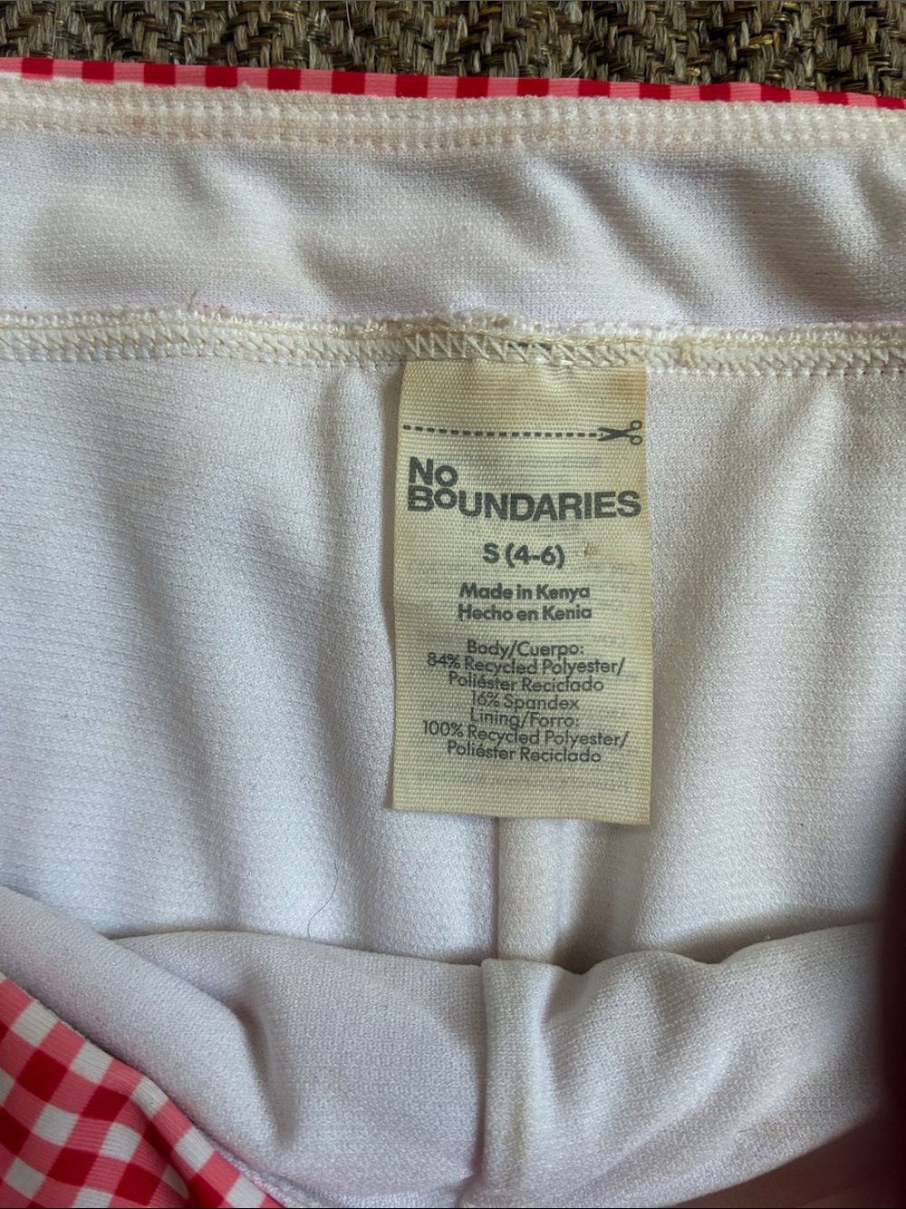 No Boundaries Red Gingham Swim bathing suit short bottoms small 4 6 S - Picture 2 of 5